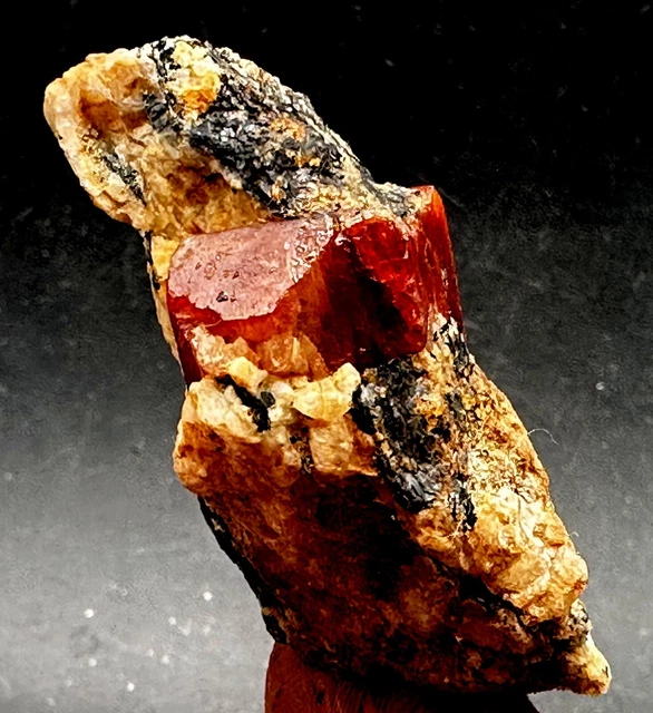 42 Grams Top Quality Blood Red Zircon Crystal On Specimen @ Skardu Pakistan