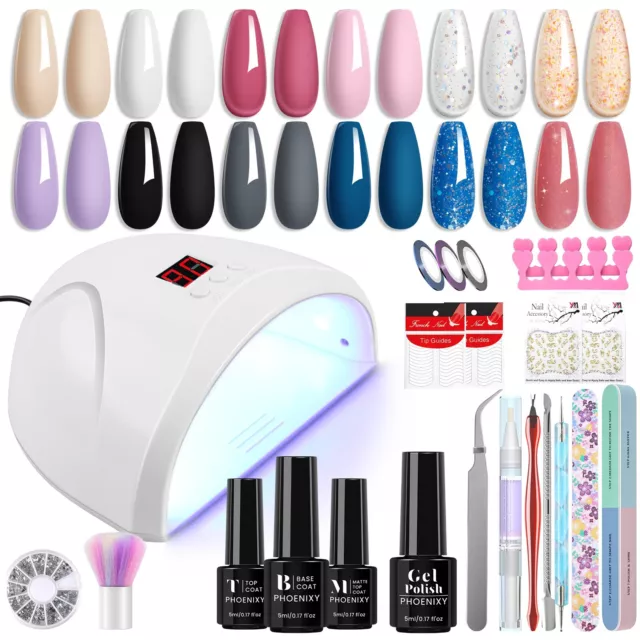 30Pcs Nagel Kit 12Stk.Gel Nagellack mit 36W UV/LED Lampe Nagel Kunst Set