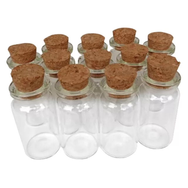25 Mini Clear Craft Glass Bottles with Cork - 10ML - Empty Jar Small Message