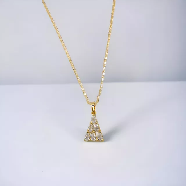 Necklace Pendant 585 Gold 14K Plated with Sparkling Zirconia 47cm