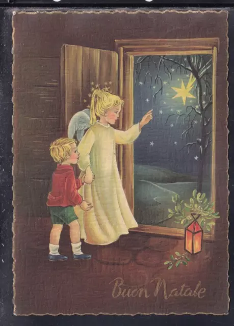 Cartolina Buon Natale Angelo Bambino Stella Z1382