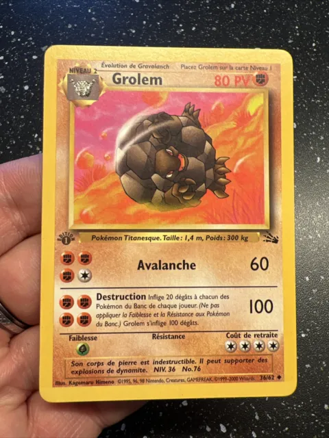 Pokemon Card Fossil Wizard 1 ed1 French Edition vf Fr Grolem 36/62 First
