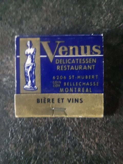 Venus Delicatessen Restaurant Montreal Quebec Matchbook Cover