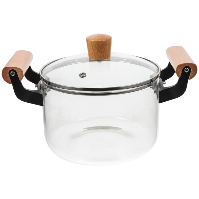Olla de vidrio olla de sopa transparente con tapa cacerola para cocinar horno resistente al calor