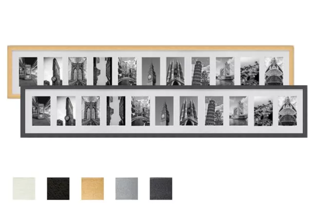 Collage Holz Bilderrahmen Galerie mit Passepartout für 11 Bilder  10x15 13x18