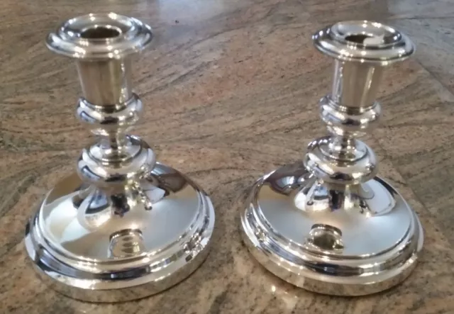 Pair Of Christofle France Candlesticks Antique Large Silver Plated "Albi"