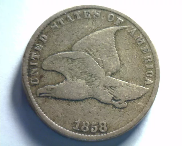 1858 Sl Small Letters Flying Eagle Cent Penny Fine /Very Fine F/Vf Nice Original