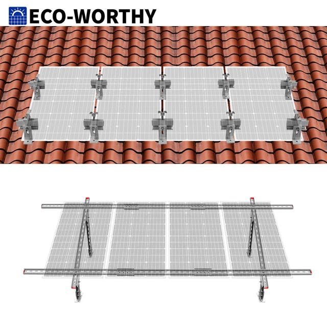 Adjustable Roof Solar Panel Mounting Brackets Kit System for 4PCS Solar Panels