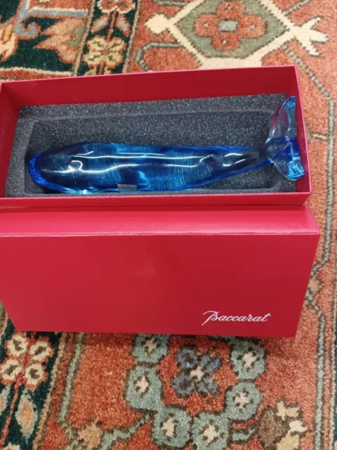 Baccarat 9" Signed French Crystal Whale Sculpture Figurine