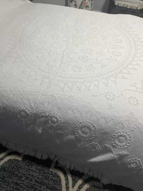 Morgan Jones Vintage Chenille Hobnail Coverlet Bedspread WHITE 98x108 MINUET