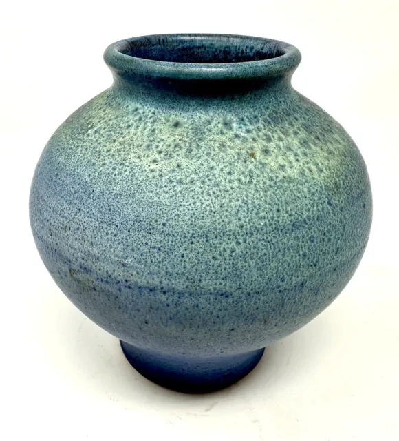 Ludovic Salins French Studio Pottery Stoneware Vase France Mid Century Blue