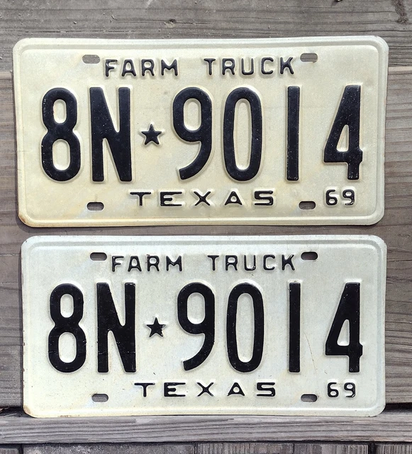 VINTAGE PAIR LICENSE Plates Farm Truck 1969 Texas 69.99 PicClick