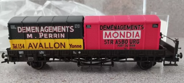 Fleischmann SNCF 945257 F wagon plat avec 2 cadres NEUF boîte d'origine