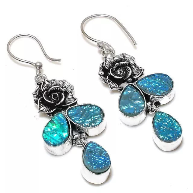 Boucle d'oreille en argent Sterling 925, opale triple bleue, pierre...