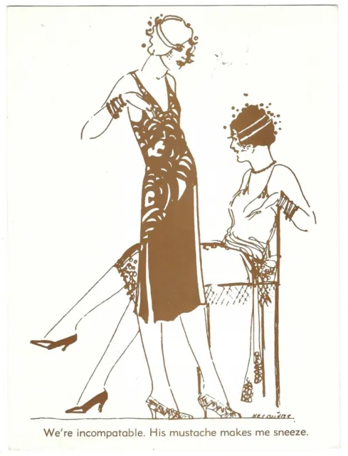 Vtg ART DECO FASHION Funny POSTCARD Print 8x6 WOMEN Girl FLAPPER Style Leg Dress