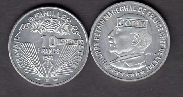 ★★ Copie De L'essai Aluminium De Vezien De La 10 Francs 1941 Petain ★★