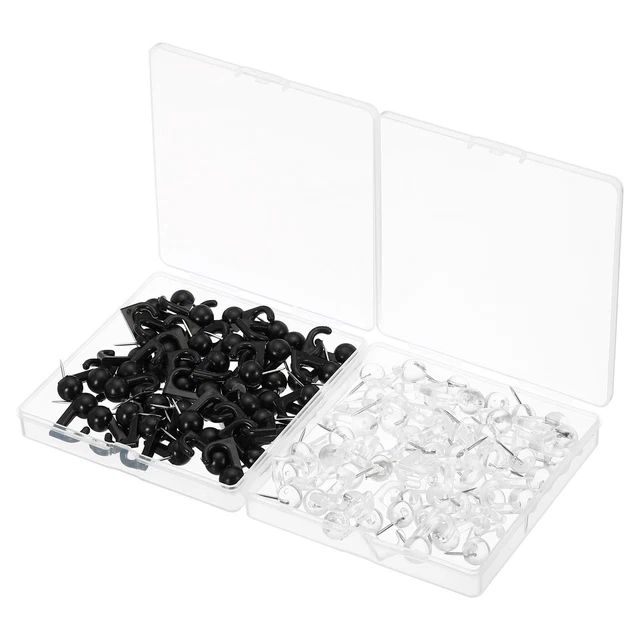 Spingi Spillo Ganci,100pz Plastica Testa Muro Pollice Punta,Trasparente,Nero