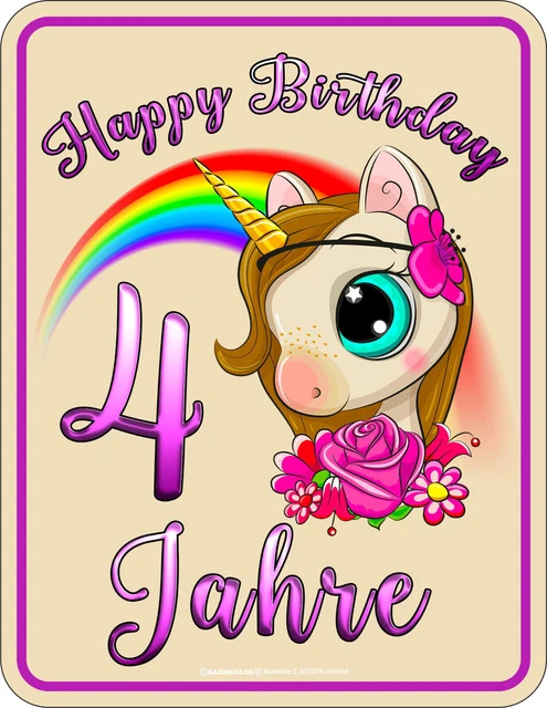 4. Geburtstag Deko Mädchen Lila - Banner Mit Blumen Für Geburtstagsfeier