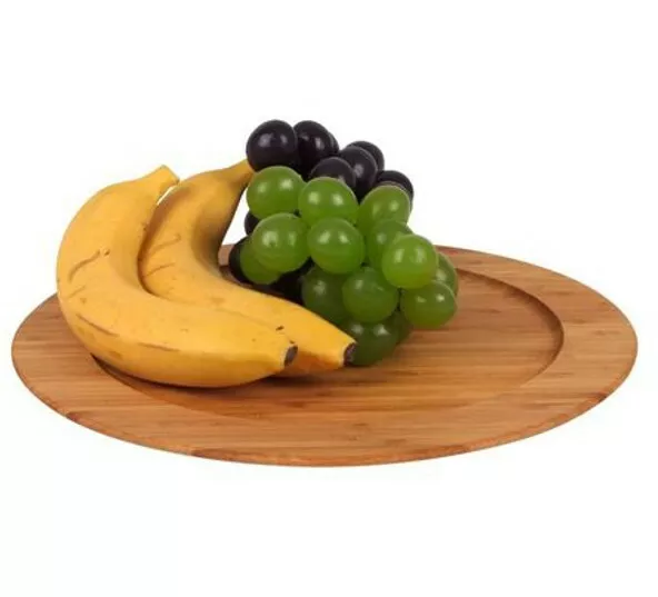 Plato Decorativo De Madera Bambú para Servir Fruta 30cm