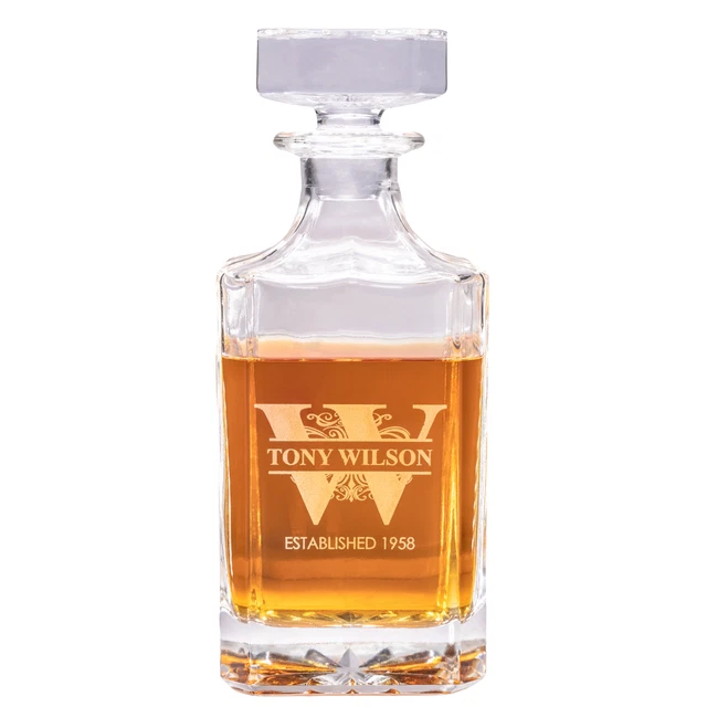 PERSONALIZED WHISKEY DECANTER Glass 750 ml Engraved Whisky Decanter