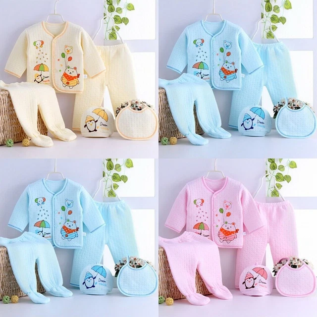 Neugeborenen Baby Kleidung Set 100% natürliche Baumwolle Erstausstattung 5Teilig