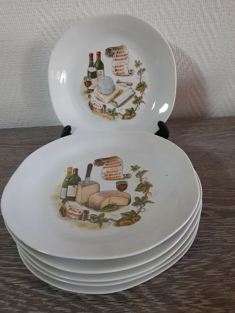 6 ASSIETTES A Fromage Porcelaine Monique Robert Excel. Etat EUR 15,00