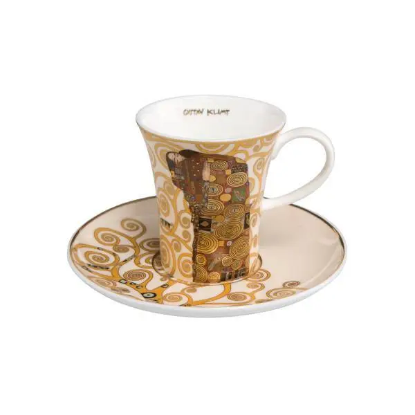 Gustav Klimt Espressotasse DIE ERFÜLLUNG mit Goldrand konisch Goebel Porzellan