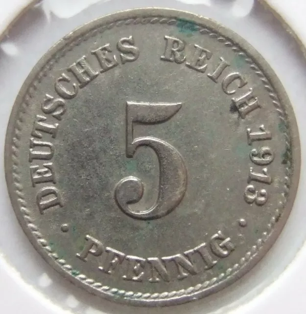 Moneta Reich Tedesco Impero Tedesco 5 Pfennig 1913 F IN Extremely fine