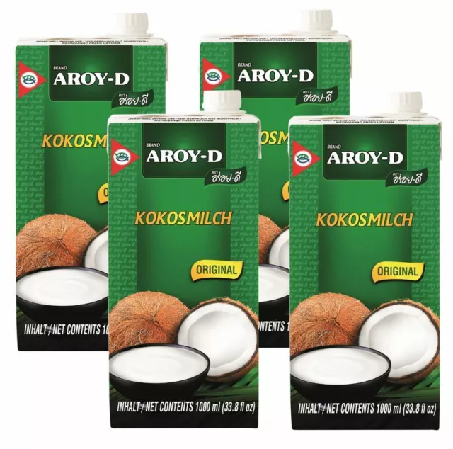 Confezione da 4 latte di cocco AROY-D (4x 1000 ml) | latte di cocco | latte di cocco