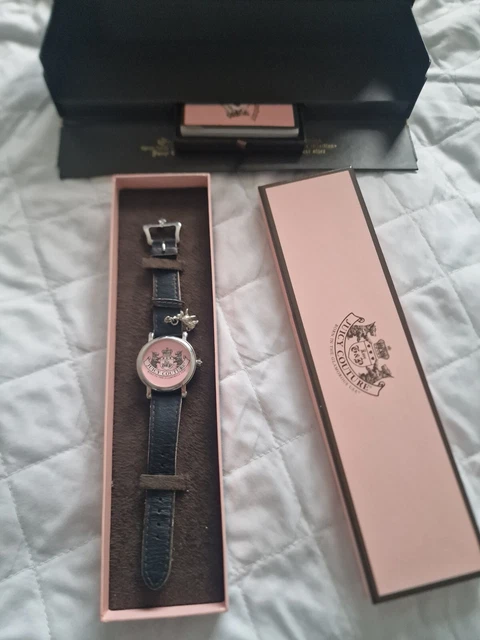 Juicy Couture Watch  Pink Face W/ Rhinestones Rose Gold Bezel Faux Leather Strap Juicy Couture Crystal Crown Rose Gold Toned watch Pink Bezel  main image 3