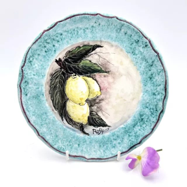 Piatto decorativo in ceramica vintage dipinto a mano da muro limoni vietri