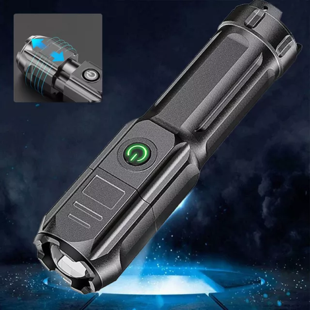 990000LM Rechargeable LED Torch Tactical Flashlight Police Super Bright Zoomable