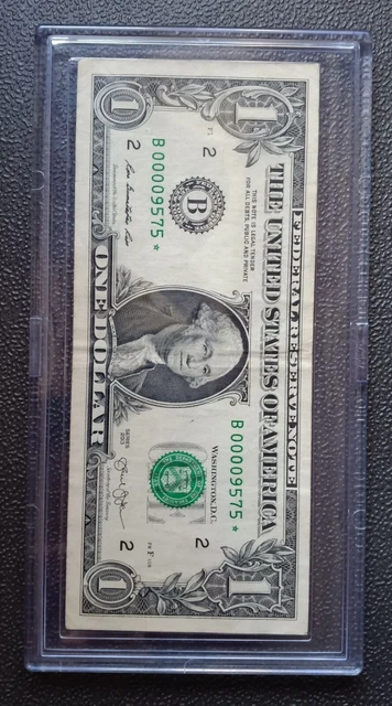 2013 1 dollar bill star note b series rare duplicate low serial number