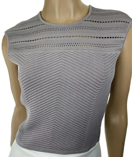 Ronny Kobo 'Trellis' Crop Top Blouse Size XS Knit Gray Sleeveless MSRP $248