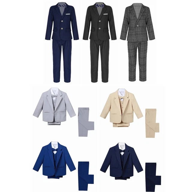 Boy Baby Toddler Gentleman Outfits Birthday Tuxedo Blazer Suit Vest Pants Party