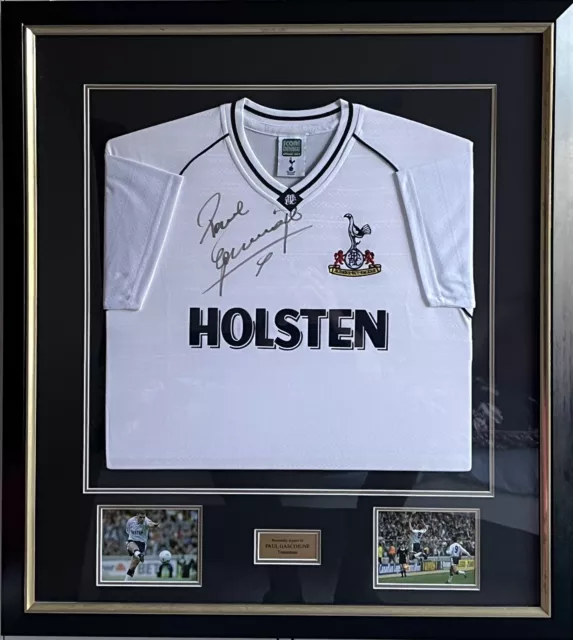 Paul Gascoigne Signed Shirt (Tottenham 1991 FA Cup Semi-Final) in Frame.