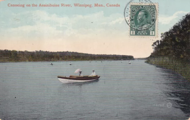 Carte postale ancienne postcard CANADA WINNIPEG ASSINIBOINE stamp timbre 1914