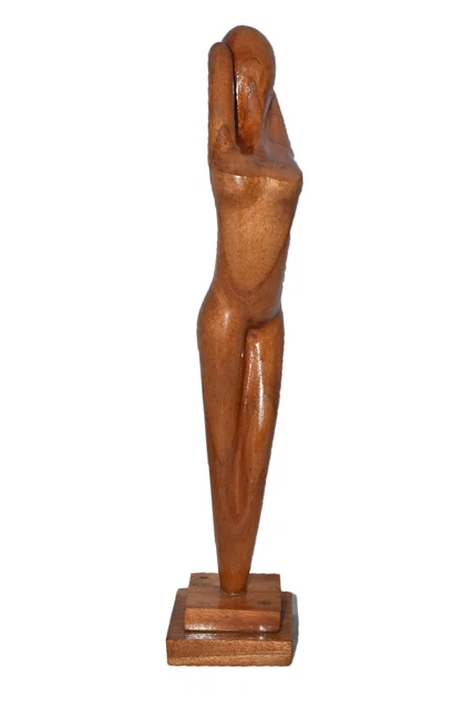 Handcarved Single Piece Wooden Carving Nude Statue Sculpture Home Decor Figurine