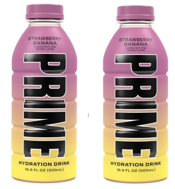 2 Logan Paul PRIME Hydration Drinks New STRAWBERRY BANANA Sealed FREE SHIPPING