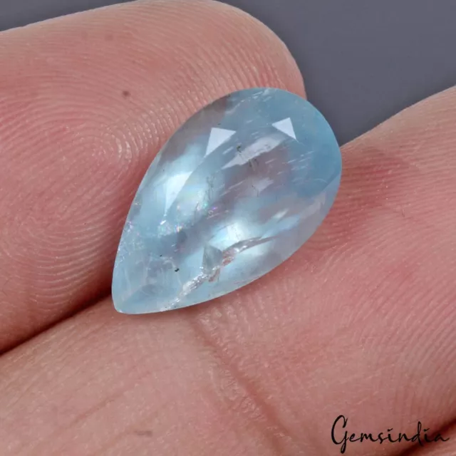 Blue Aquamarine 5.20 Cts Pear Cut Loose Untreated Natural Gemstone for Jewelry