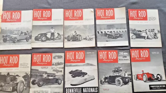 Hot Rod Magazine 1950 (10) MAR,APR,MAY,JUN,JUL,AUG,SEP,OCT,NOV,DEC VINTAGE