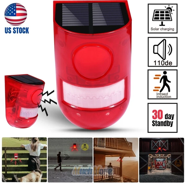 Solar Alarm Light Solar Strobe Light Wireless Motion Sensor Detector Outdoor LED