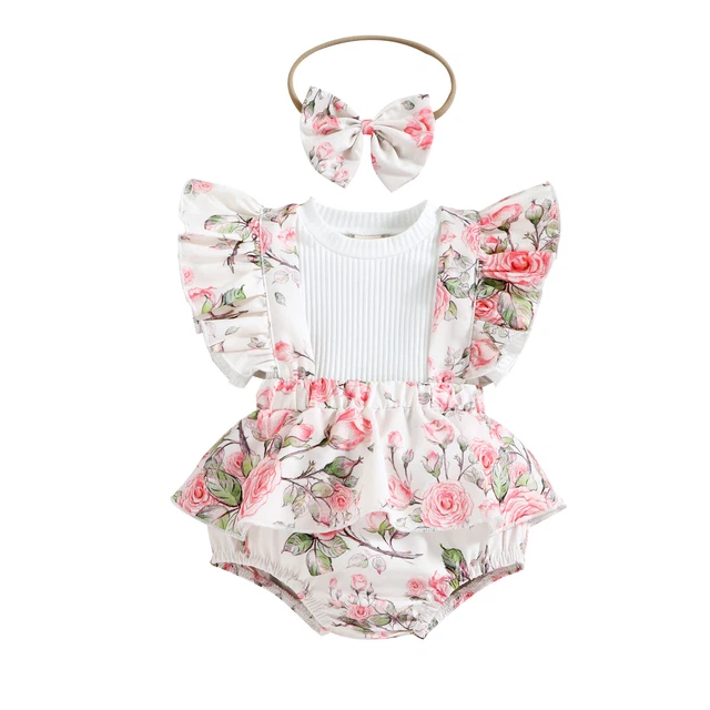 Newborn Infant Baby Girls Summer Clothes Floral Romper Bodysuit Outfits 0-18M