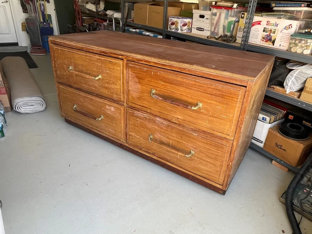 antique wood cabinet with large drawers