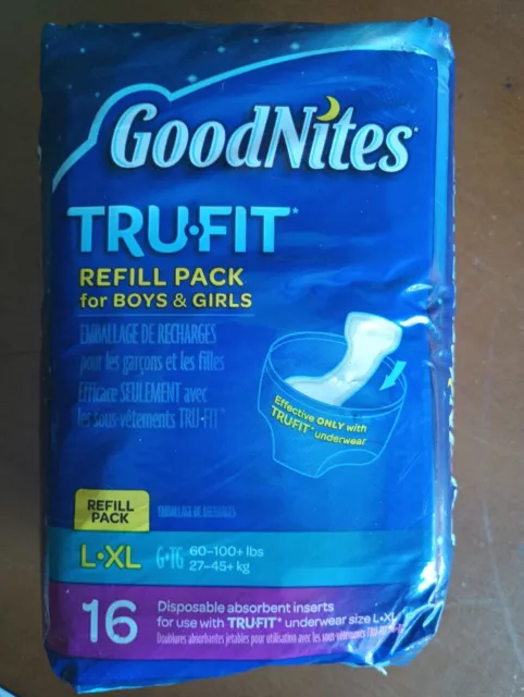 New GoodNites TruFit Refill pack for boys&girls L-Xl 16 Count