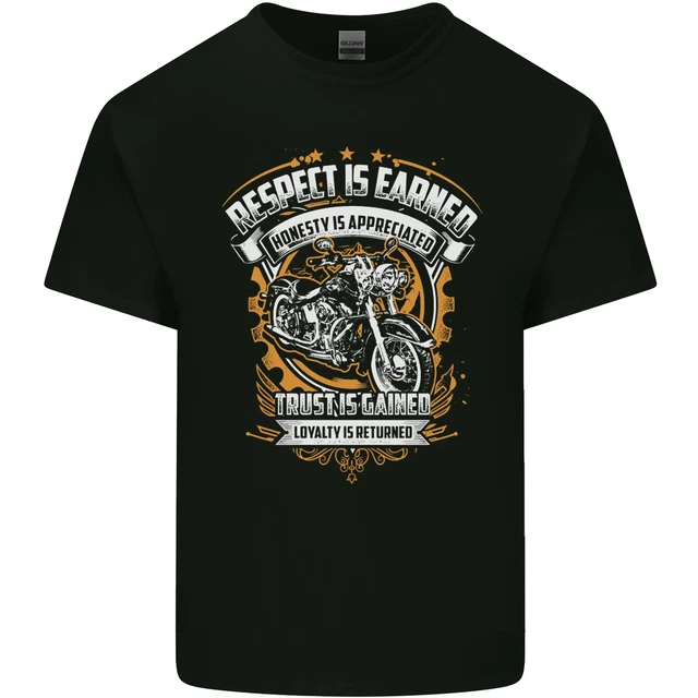T-shirt top da uomo in cotone da moto Respect Earned moto biker