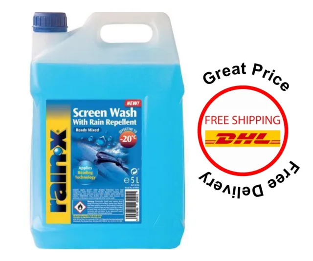 Rain-X 5L Ready To Use Screen Wash with Rain Repellent Effective to -20c