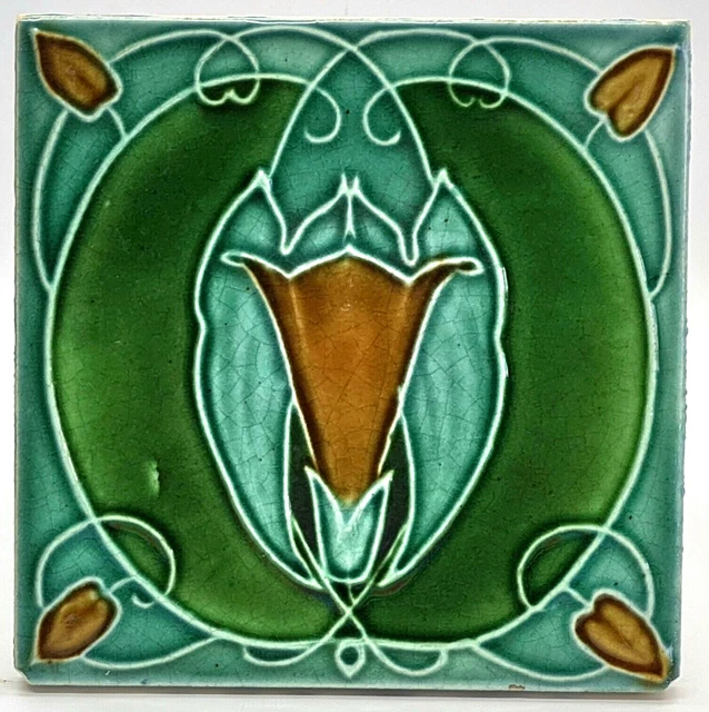Antique Fireplace Tile Art Nouveau Majolica By T.R Boote C1905