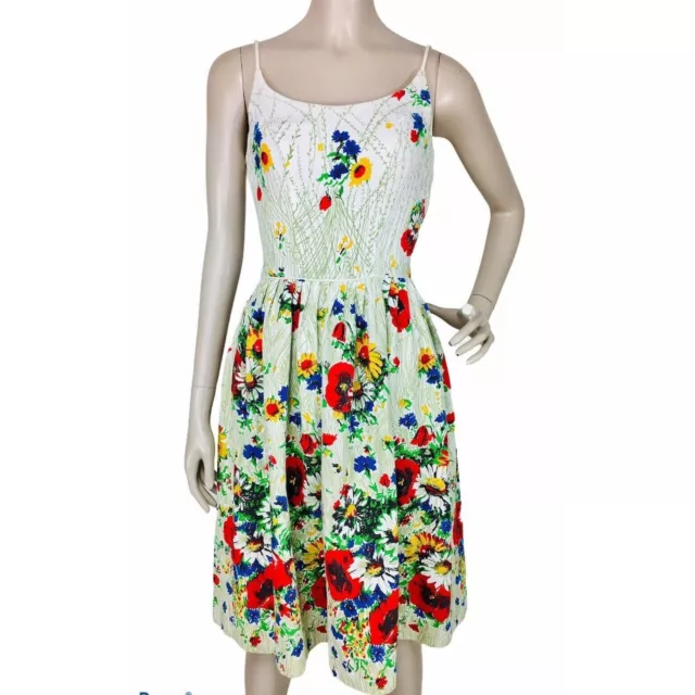 1950'S TEXTURED COLORFUL Floral Print Vintage Spaghetti Strap Dress ...