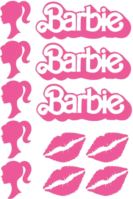 12 Barbie Estilo Vinilo Adhesivo Logo Adhesivo Portátil Gafas Coche Botellas